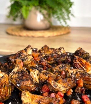 Alcachofas_guanciale_trufa_negra