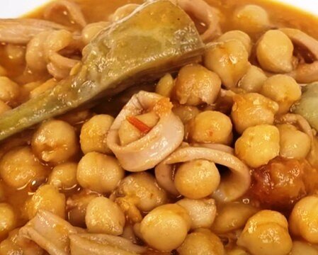 Garbanzos_calamares_alcachofas